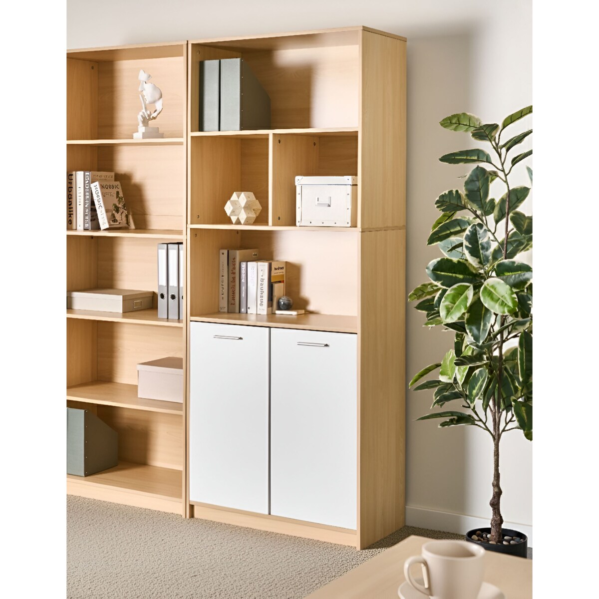 Regał 2-drzwiowy ZEHNA Jasny brąz/ biały