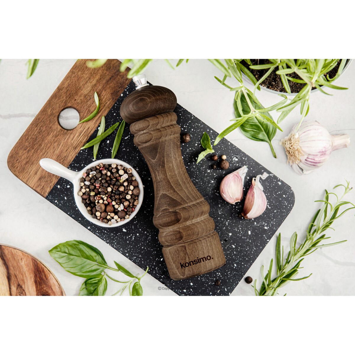 Konsimo MILOS Zestaw młynków 18 cm, 2 szt. orzech olejowany, orzech