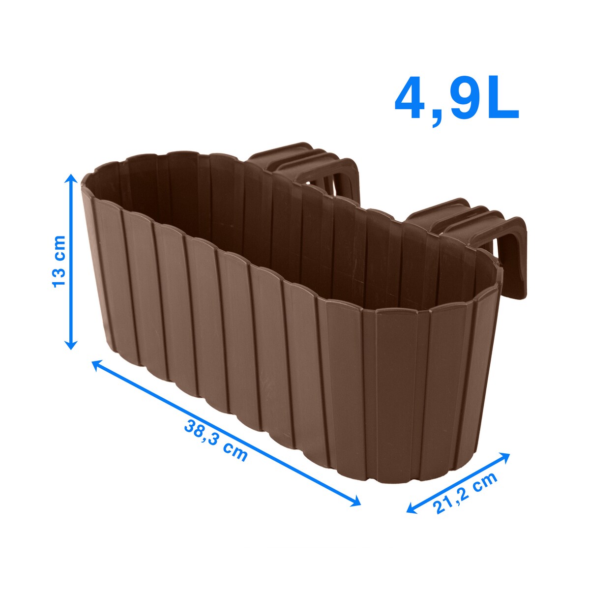 Skrzynka Balkonowa Donica Ogrodowa 38,3 Cm Do Powieszenia Brązowa