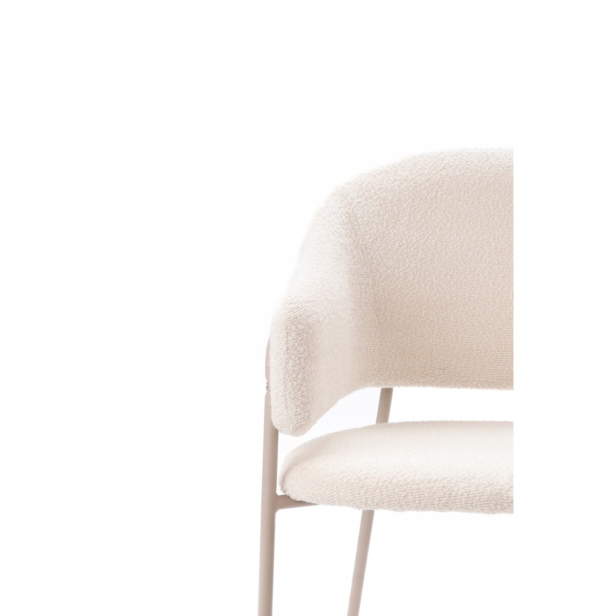 ZESTAW 2 SZTUK Krzesła ORANO Boucle Białe Kaszmir Metalowa Rama JAPANDI