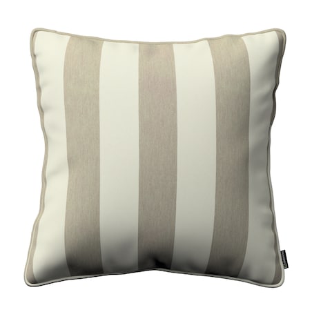 Poszewka Gabi na poduszkę 60x60 beżowo-białe pionowe pasy (5,5cm)