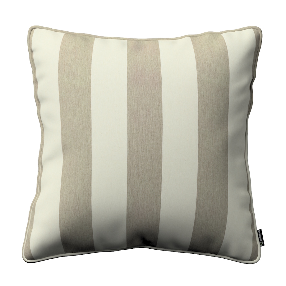 Poszewka Gabi na poduszkę 60x60 beżowo-białe pionowe pasy (5,5cm)