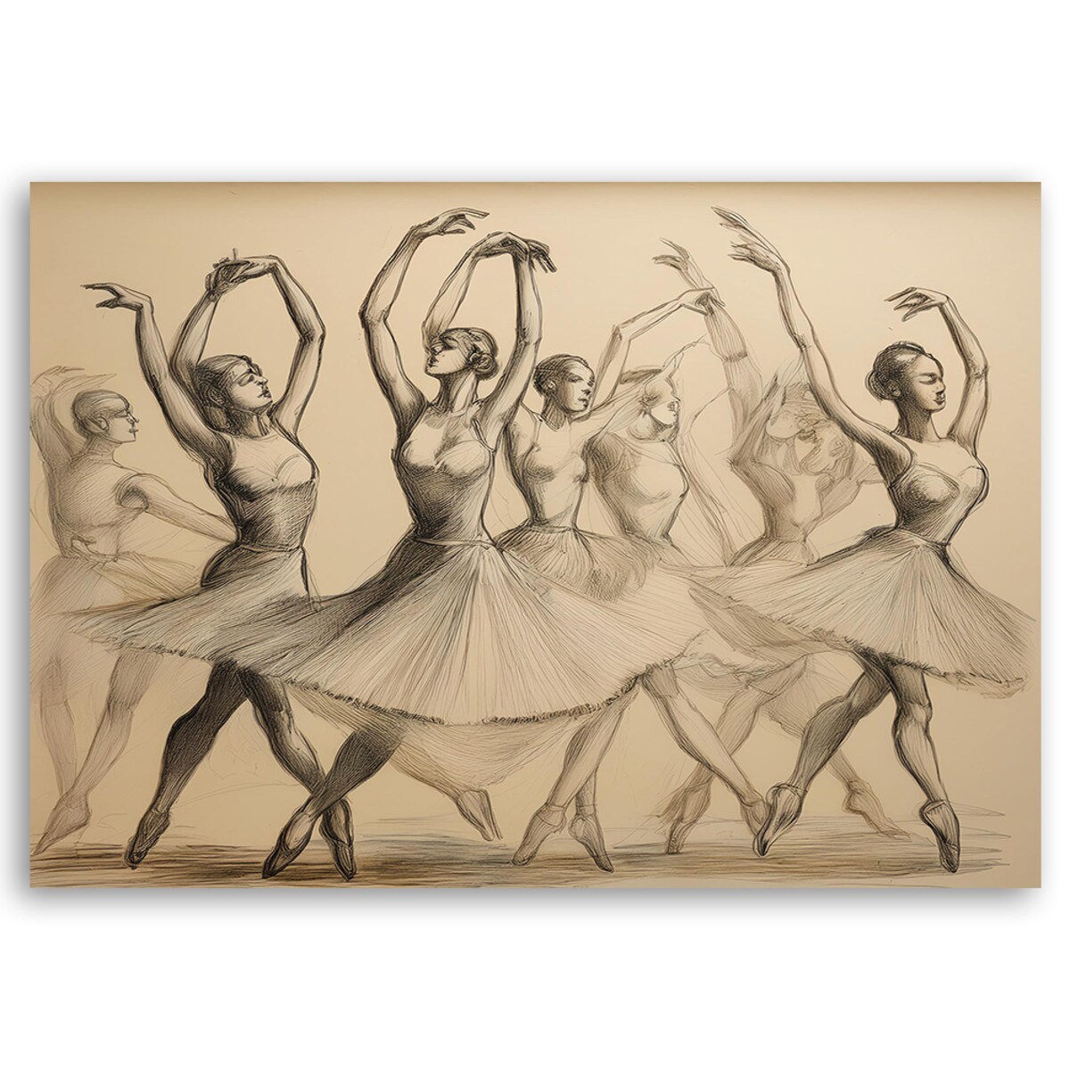 Obraz na płótnie do salonu sypialni jadalni Tańczące Baletnice w stylu Vintage 100x70