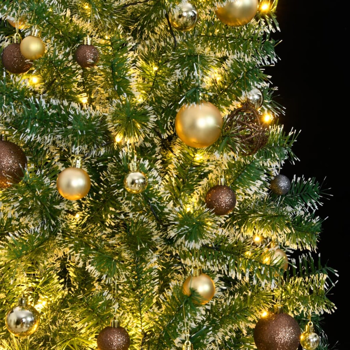 vidaXL Sztuczna choinka z 300 LED, bombkami i śniegiem, 210 cm