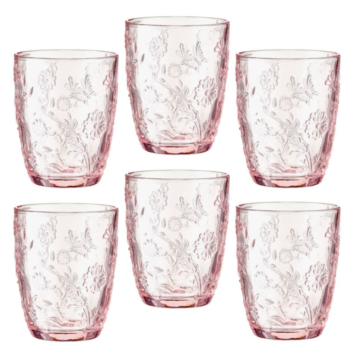 VILLA ITALIA Zestaw szklanek różowych 270 ml 6 sztuk MERIDA