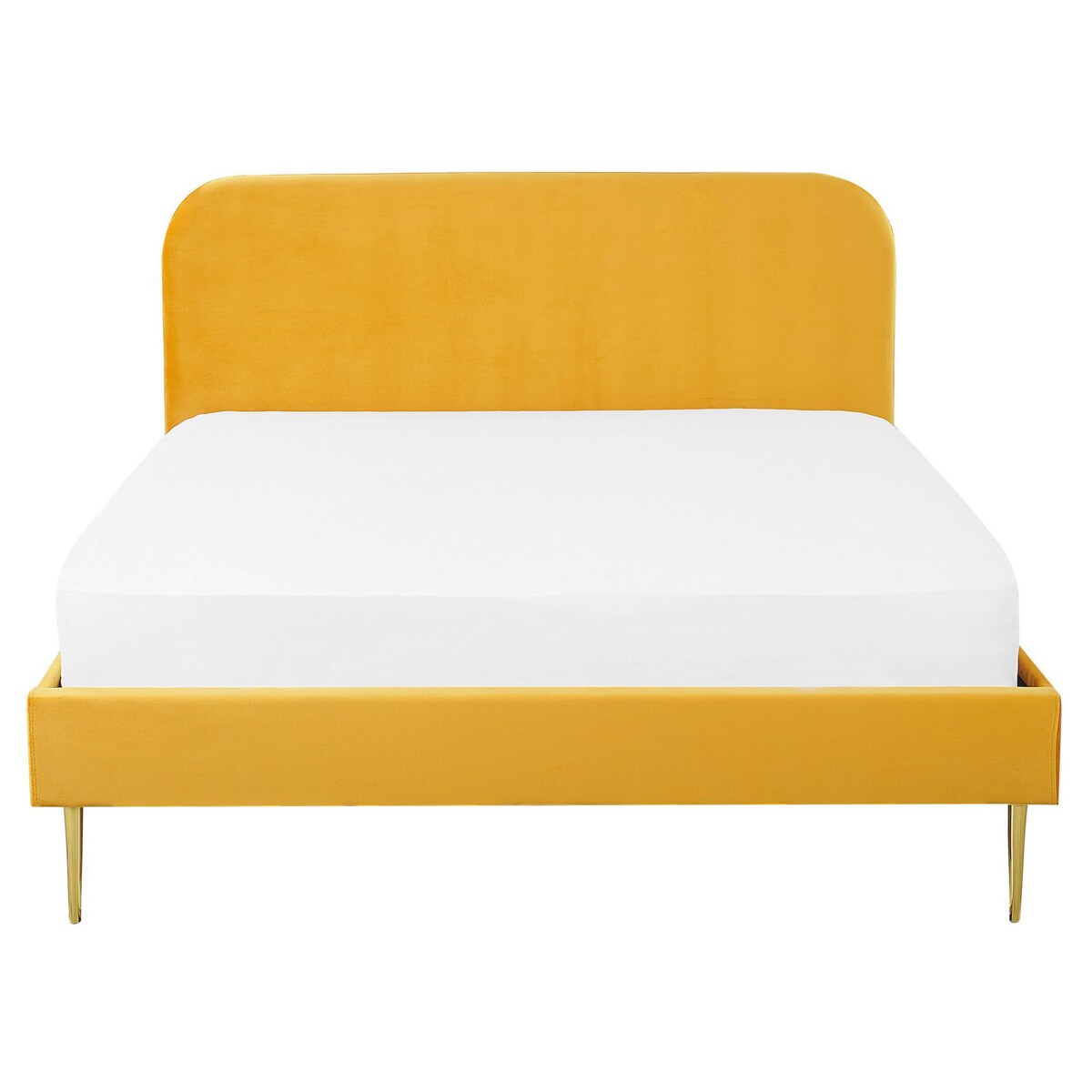 Łóżko welurowe 160 x 200 cm żółte FLAYAT
