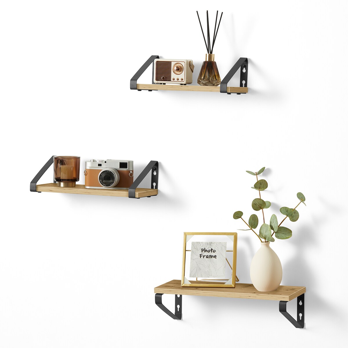 Półki 3 Sztuki do salonu, Artisan, w stylu nowoczesnym, czarny