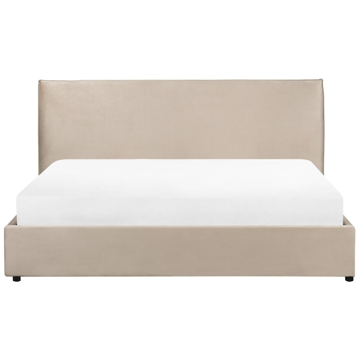 Łóżko z pojemnikiem Welur LAVAUR 180 x 200 cm Beżowoszary