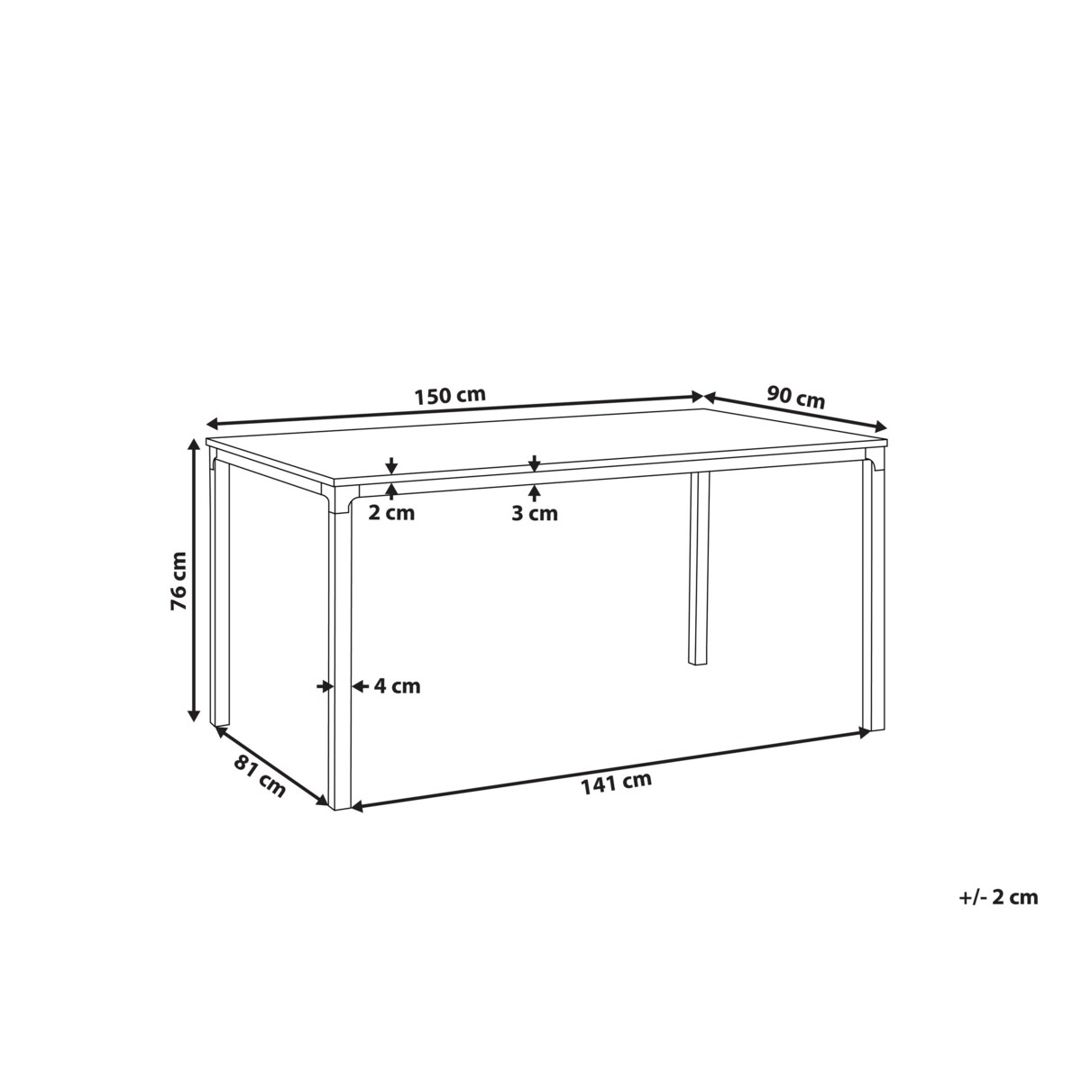 Stół do jadalni 150 x 90 cm czarny z jasnym drewnem HOCKLEY