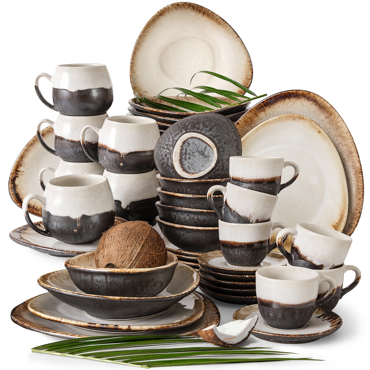 Konsimo PRIMA Zestaw obiadowo-śniadaniowo-kawowy 6 os. (48 el.), jasnobeżowy