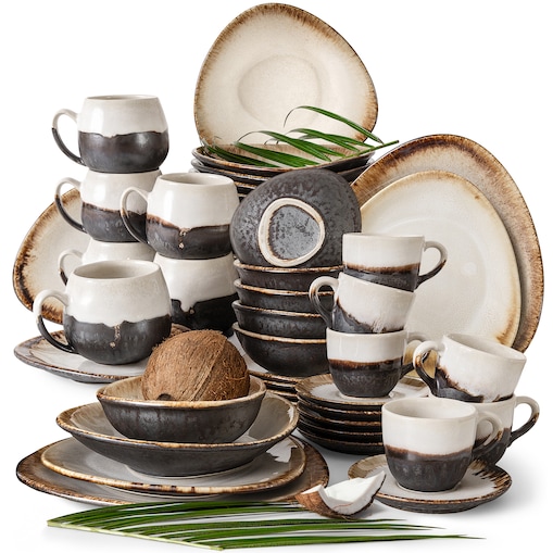 Konsimo PRIMA Zestaw obiadowo-śniadaniowo-kawowy 6 os. (48 el.), jasnobeżowy