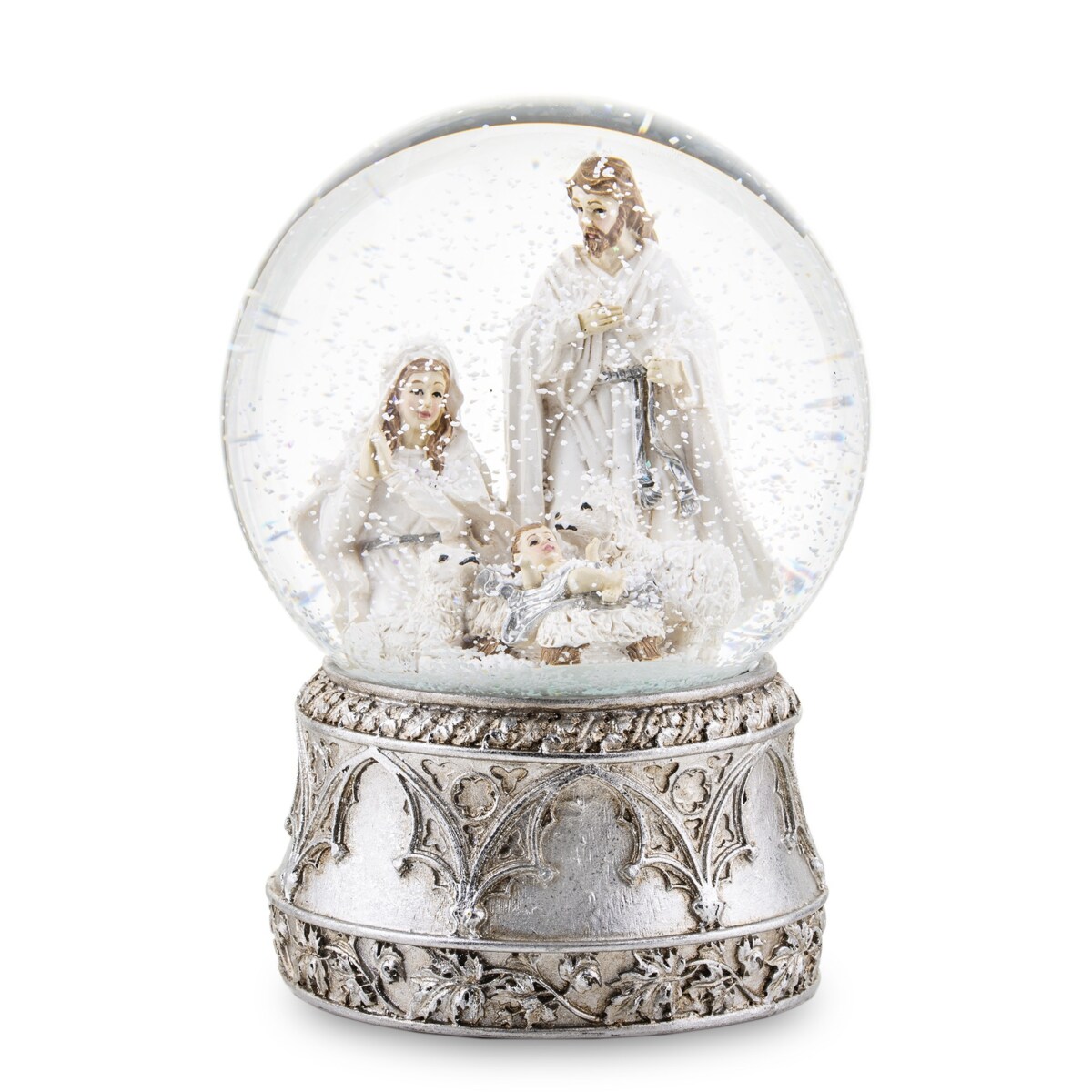 Szklana kula 17x11x11 cm BEBOLITO srebrna dekoracja