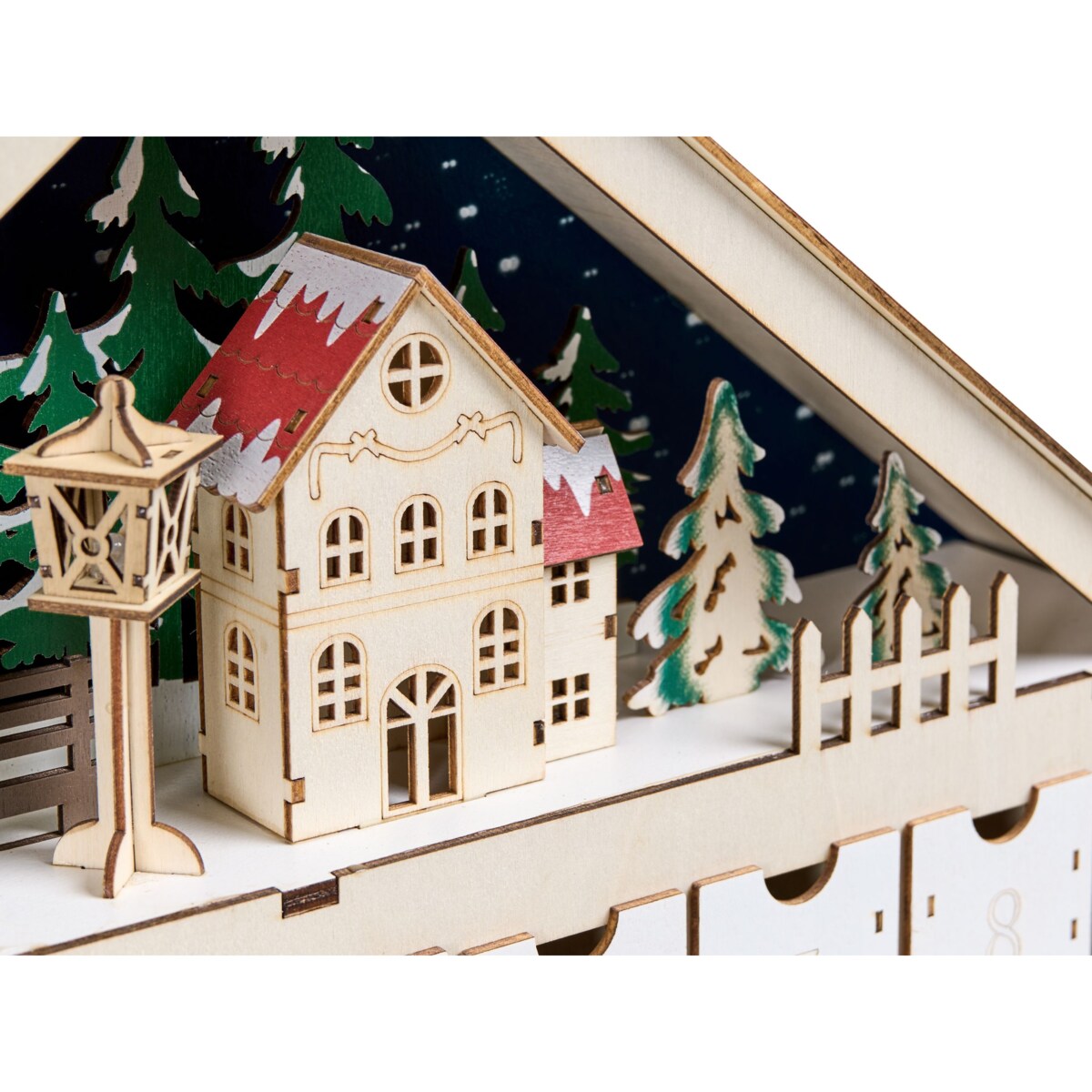 Dekoracja świąteczna LED NISSER Kalendarz adwentowy 44 cm Jasnobrązowy