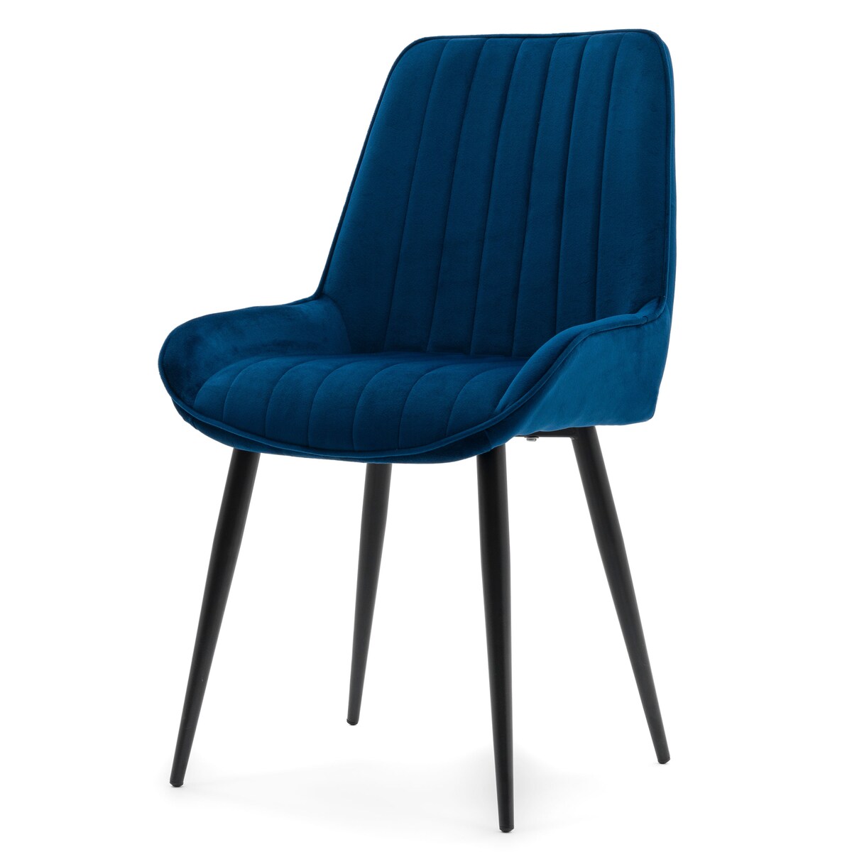 Krzesło tapicerowane welurowe do salonu jadalni nowoczesne glamour LUCA granatowa