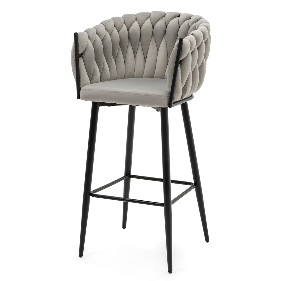 Hoker tapicerowany welurowy pleciony do salonu jadalni barowy glamour LATINA