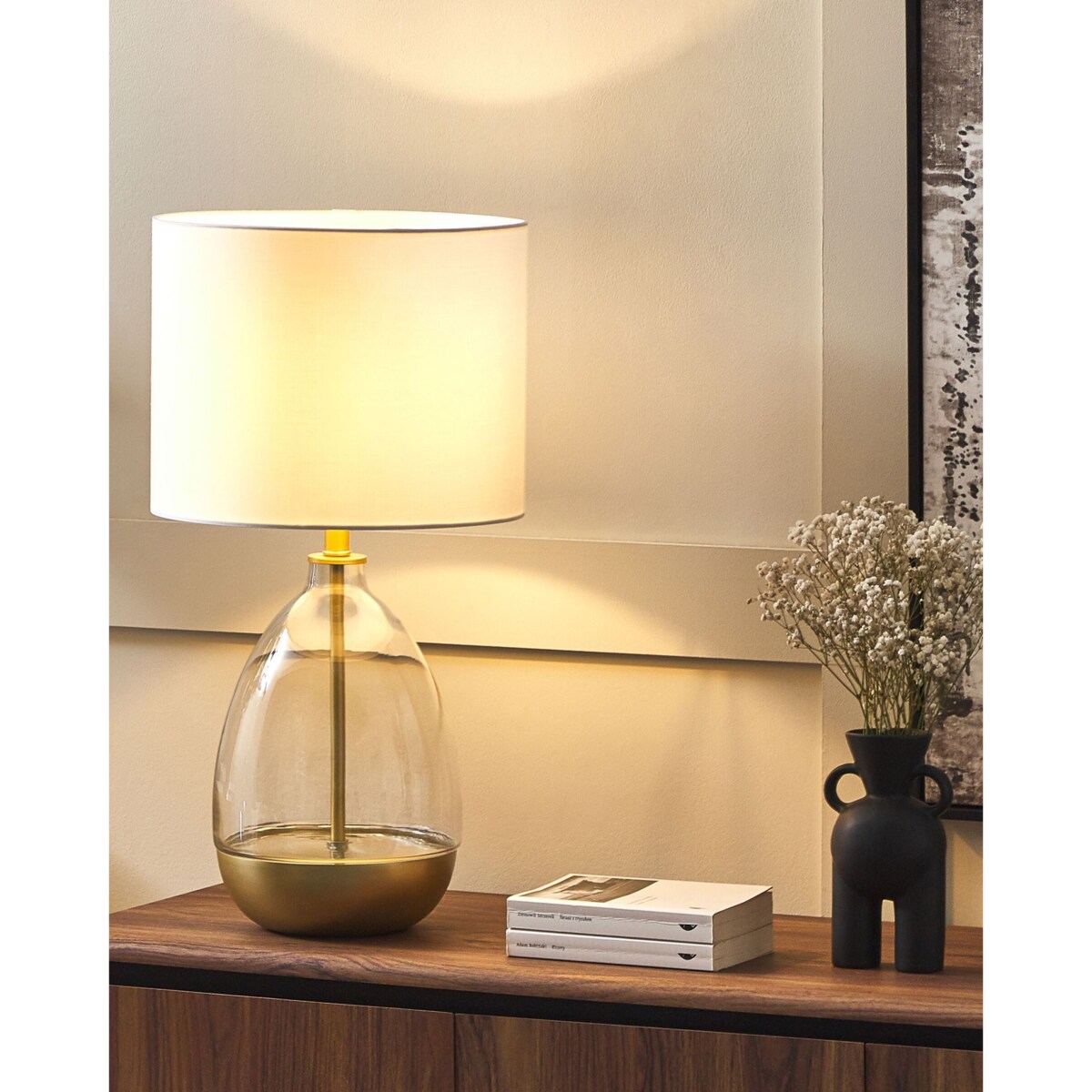 Lampa stołowa OKARI Szkło Biały