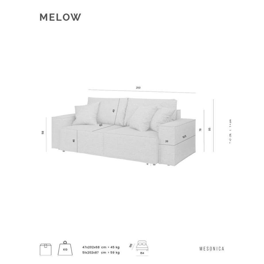 Melow 3-osobowa rozkładana sofa - zielona