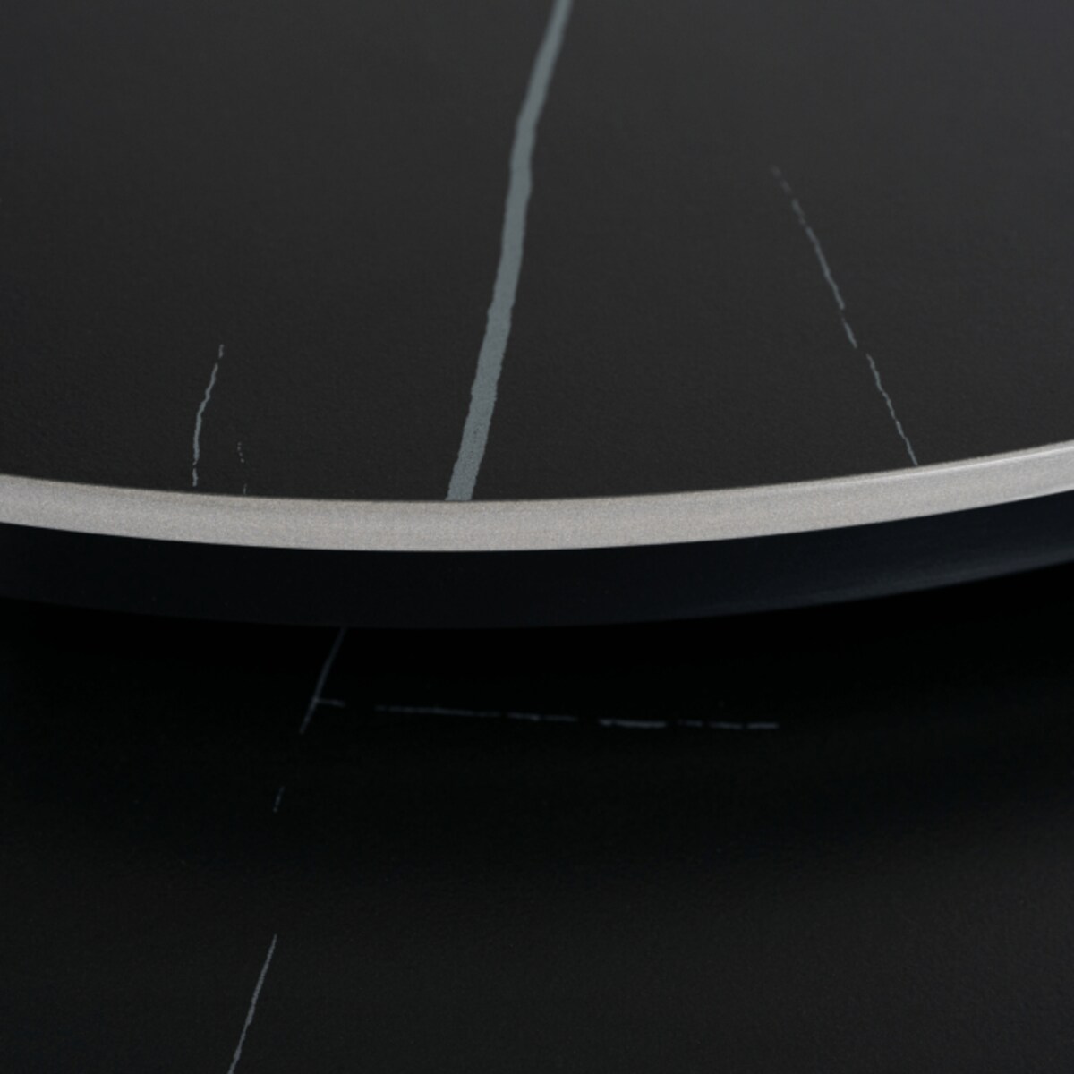 Stolik Kawowy Okrągły Ceramiczny Czarny Marmur Ława Glamour 2w1 JERRY