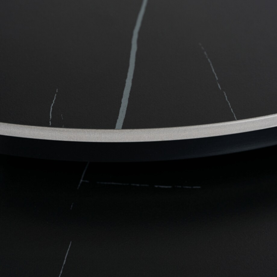 Stolik Kawowy Okrągły Ceramiczny Czarny Marmur Ława Glamour 2w1 JERRY