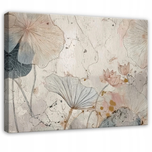 Obraz Do Sypialni Salonu Na Płótnie Kwiaty Vintage Beżowy 120x80