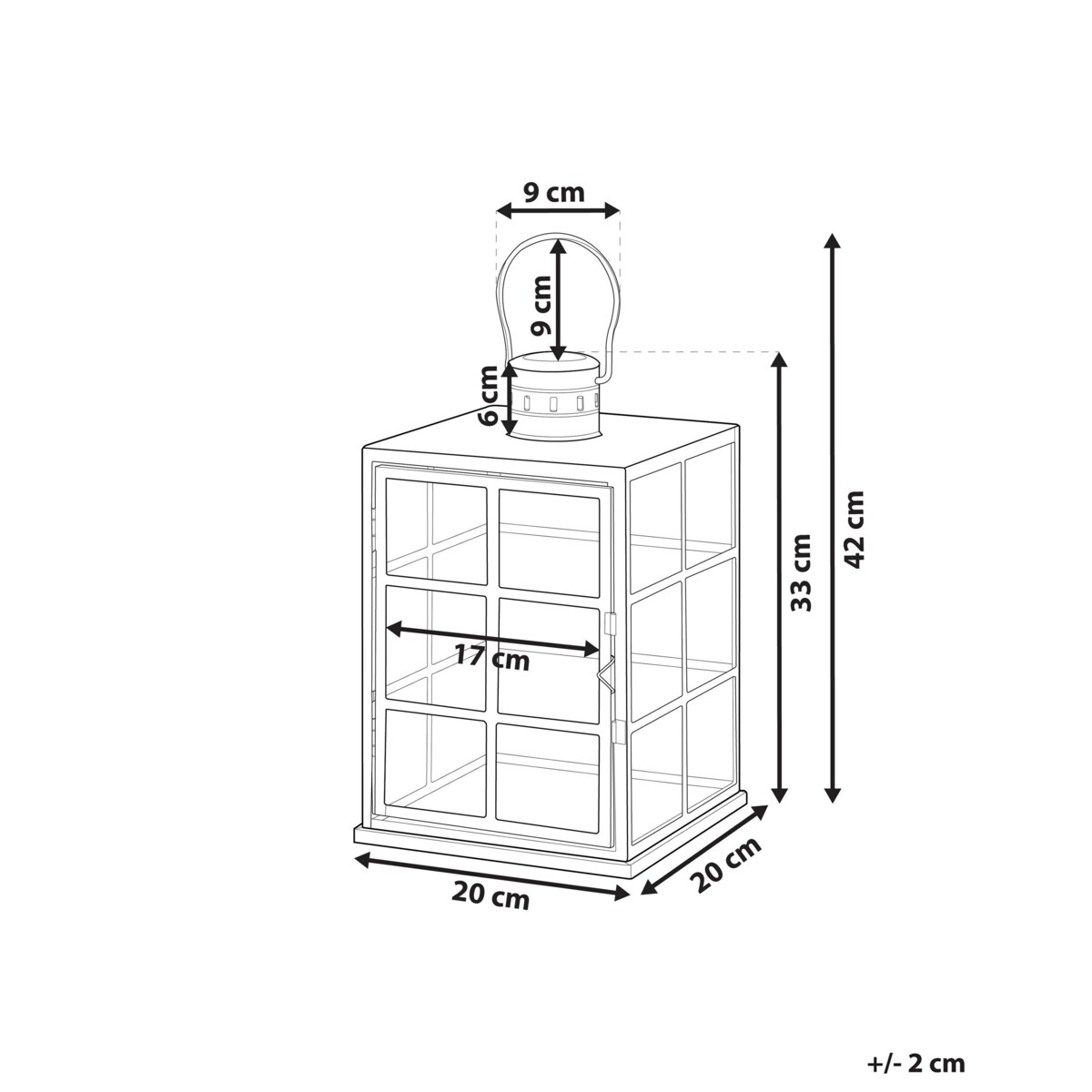 Lampion metalowy 33 cm czarny BINTAN