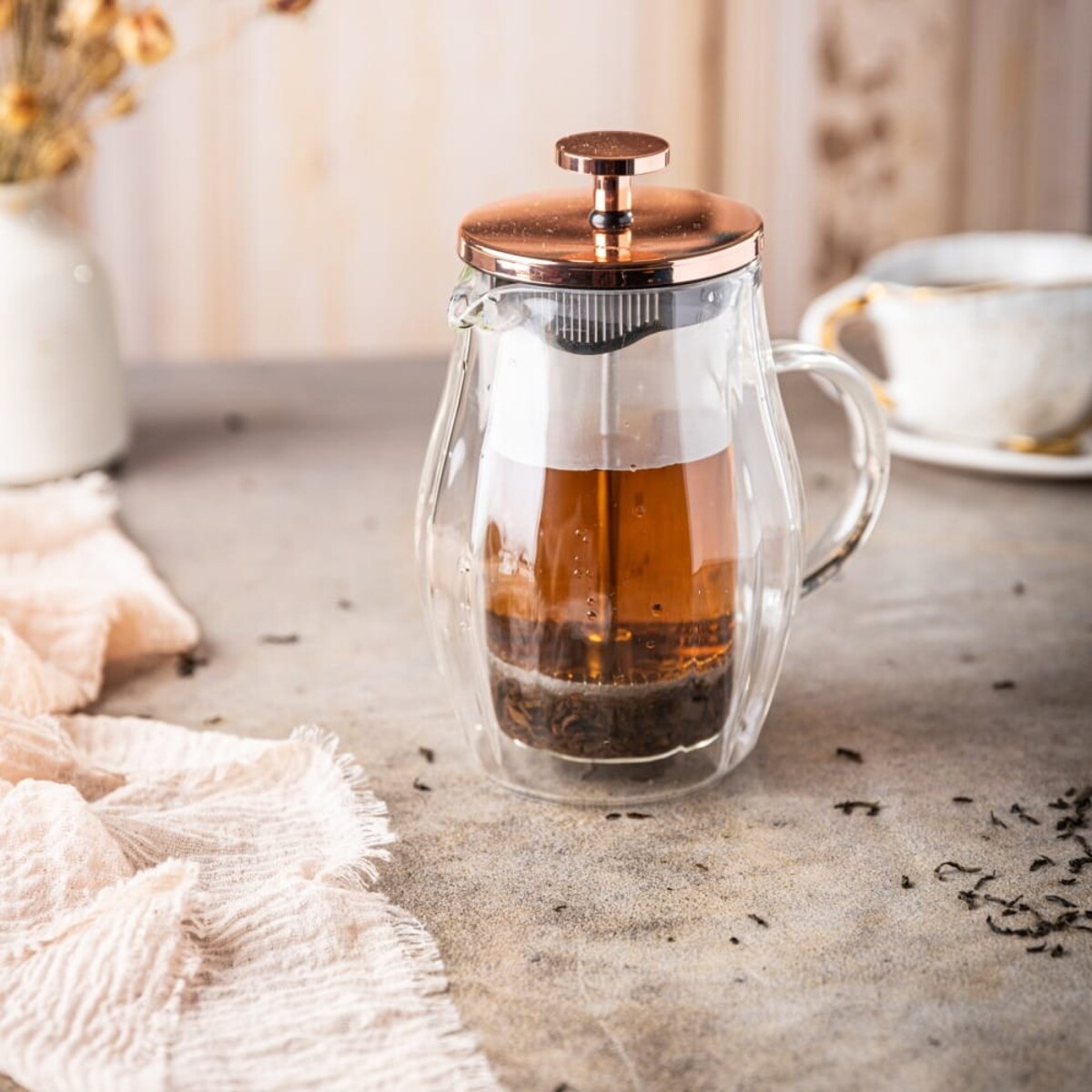 Zaparzacz do kawy herbaty 0.35L French Press różowe złoto KLAUSBERG
