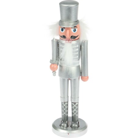 DZIADEK DO ORZECHÓW kapelusz 28cm srebrny FIGURKA