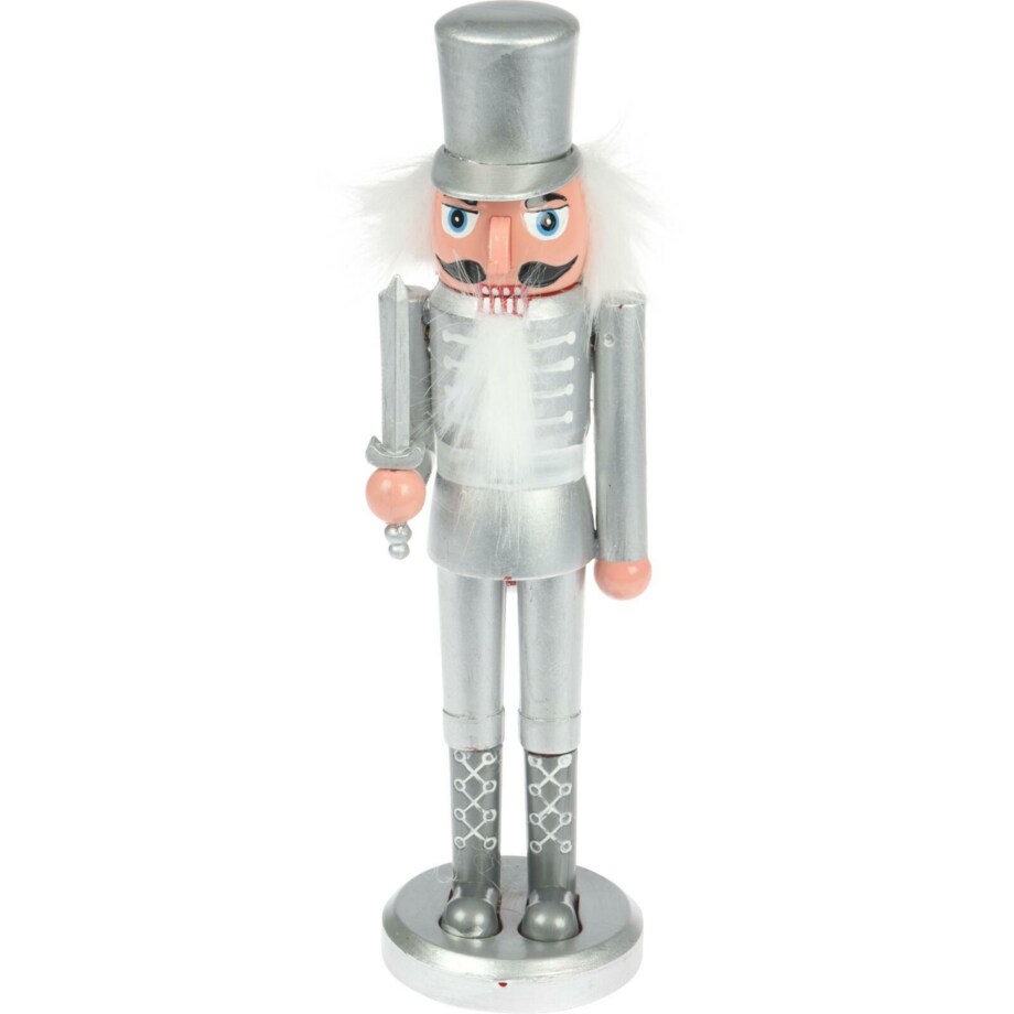 DZIADEK DO ORZECHÓW kapelusz 28cm srebrny FIGURKA