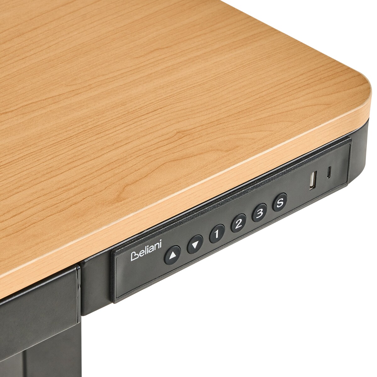 Biurko regulowane elektrycznie PENLY Czarny/ jasny brąz 120 cm 60 cm Z portem USB