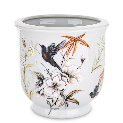 Osłonka ceramiczna w kwiaty FIORI E UCCELLI