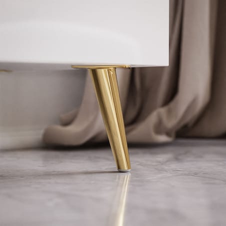 Szafka RTV ONYX na złotych nóżkach wysoki połysk 158 cm, biały połysk, złote uchwyty
