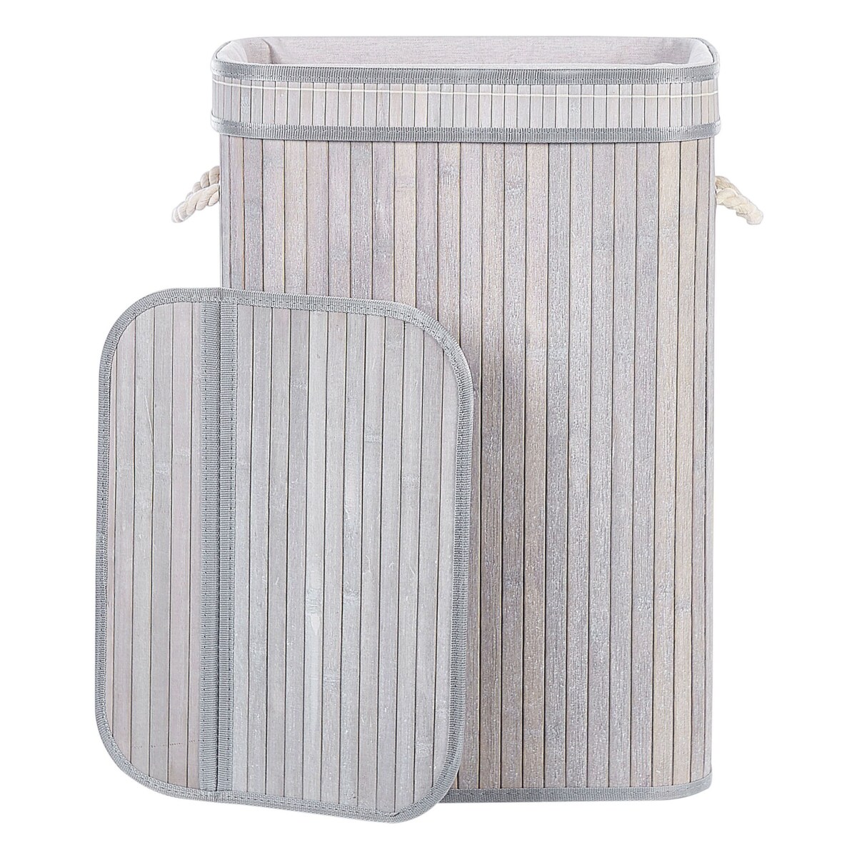 Kosz bambusowy z pokrywą szary KALUTARA