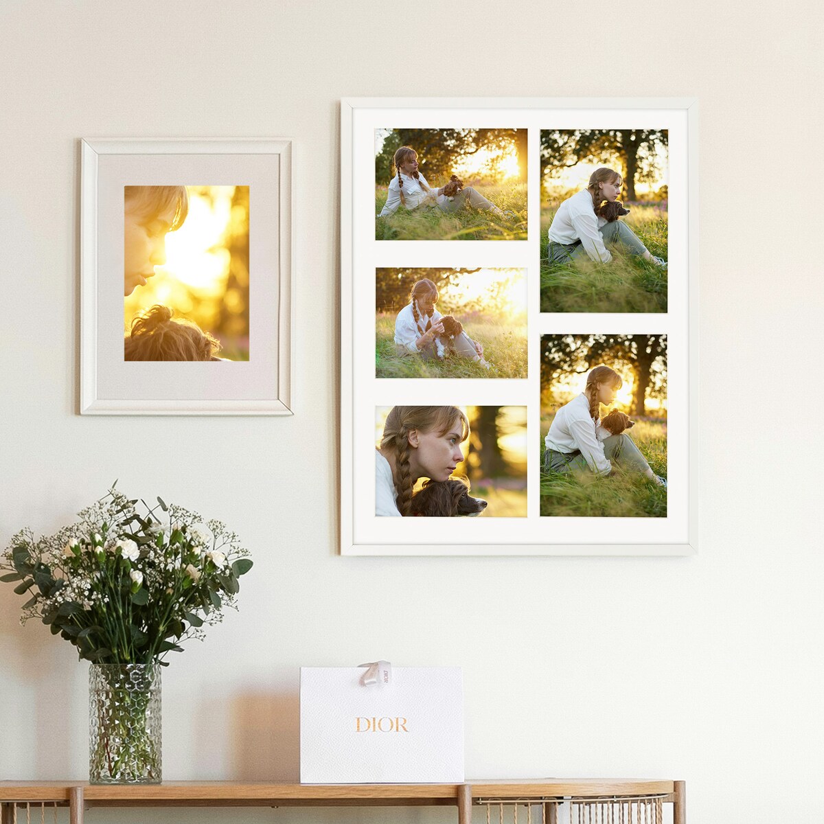 Ramka na zdjęcia 2x 15x21 3x 13x18 biała galeria na 5 zdjęć multirama 40x50 cm FRAMAI