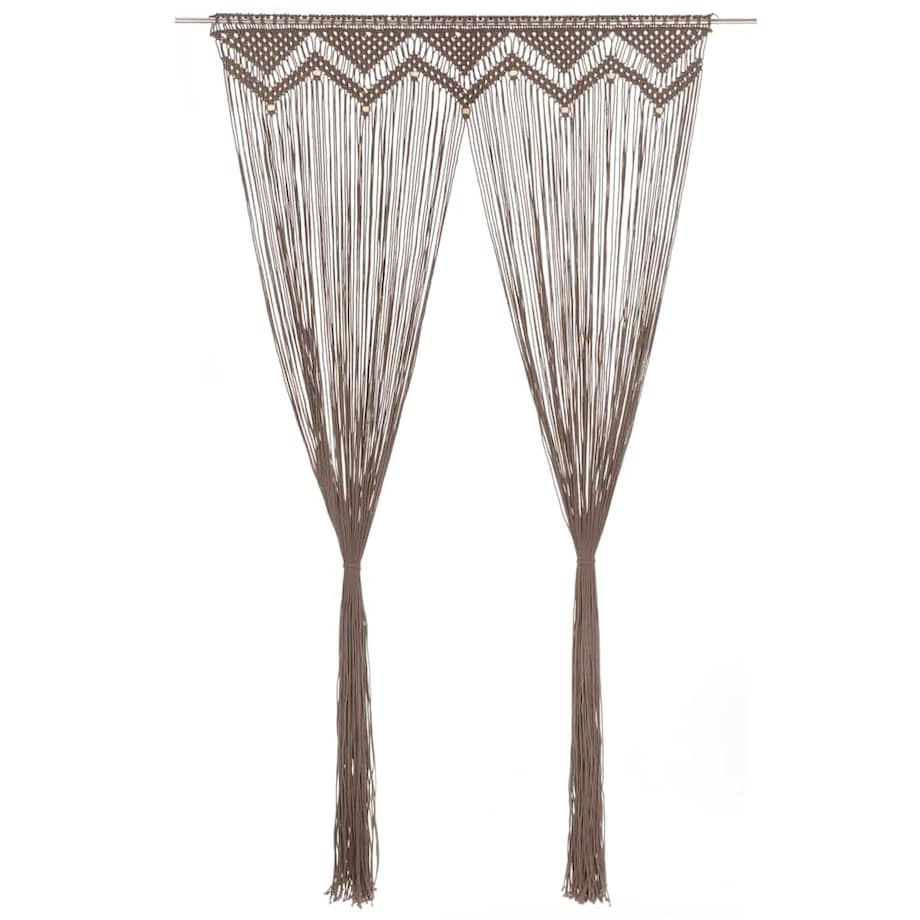 vidaXL Zasłona z makramy, kolor taupe, 140 x 240 cm, bawełna