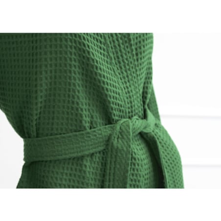 Bawełniany Szlafrok Kimono Gofer Wafel Uniseks Butelkowa Zieleń XXL