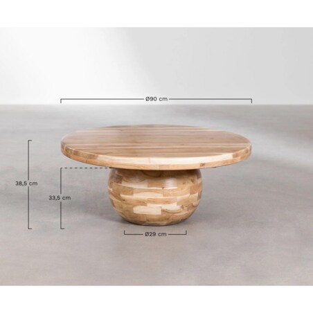 Stolik kawowy z drewna akacjowego Ø90 cm BALL