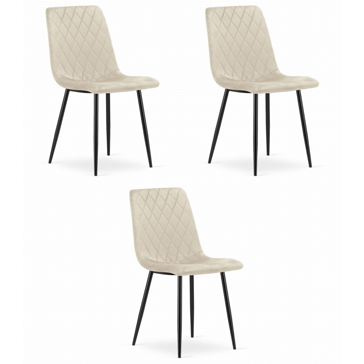 Krzesło Do Jadalni Kuchni Salonu Turin - Beż Aksamit X 3