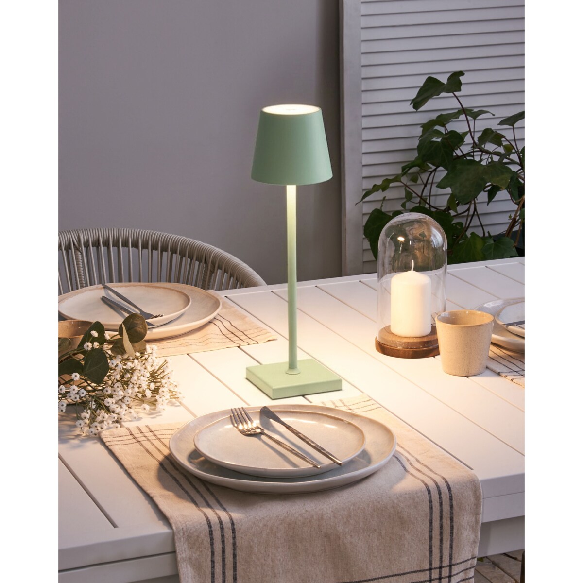 Bezprzewodowa lampa stołowa LED BACEIRO Metal Jasnozielony
