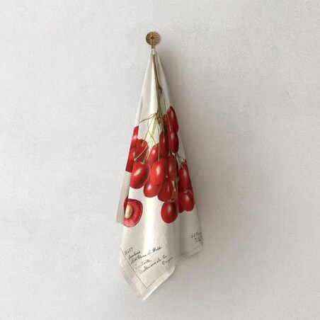 Lniany ręcznik kuchenny - kiść wiśni
