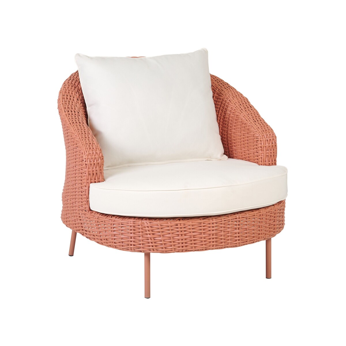 Fotel ogrodowy z technorattanu z podnóżkiem różowy ARCILLE