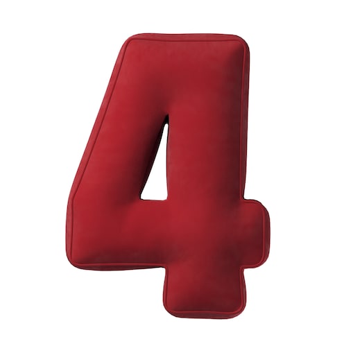 Poduszka Cyferka 4, intensywna czerwień, 28 x 40 cm, Posh Velvet