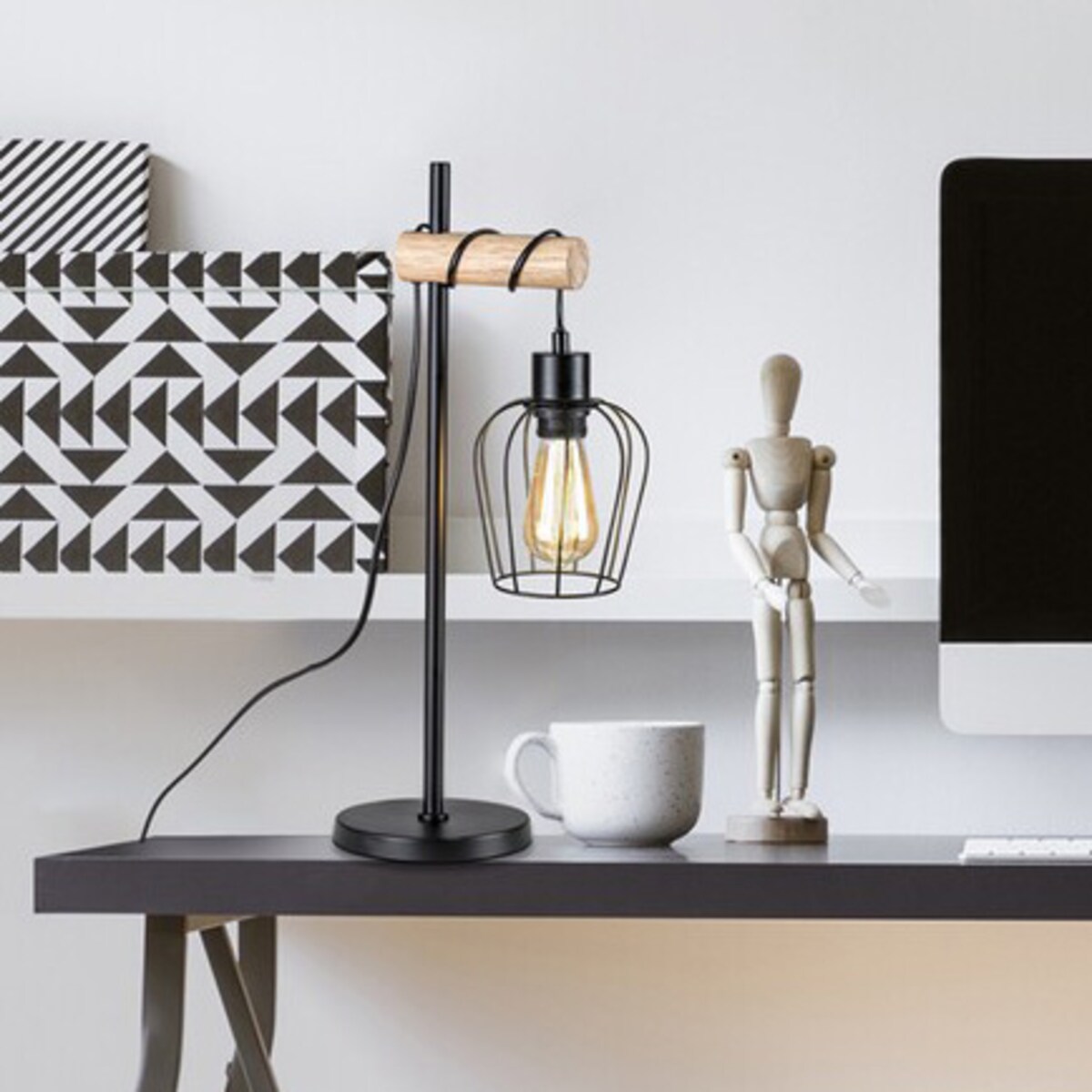 Stojąca LAMPKA stołowa FABIAN 5245 Rabalux industrialna LAMPA biurkowa czarna