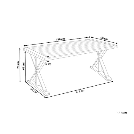 Stół ogrodowy CALABRITTO 90 cm 180 cm Drewno akacjowe Brązowy