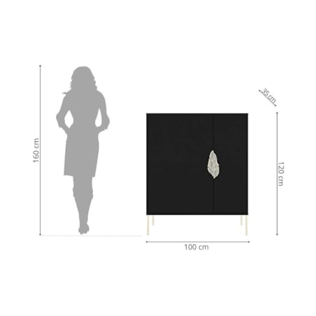 Czarna komoda / szafka na buty Skandica MERLIN ze złotymi dodatkami