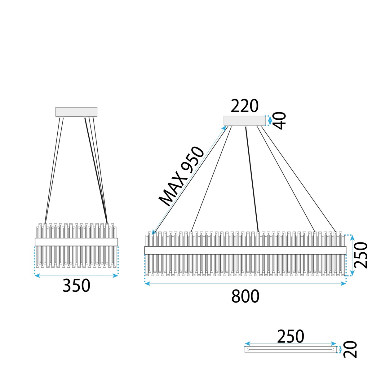 Lampa sufitowa wisząca kryształowa LED APP1514-CP80 Chrom