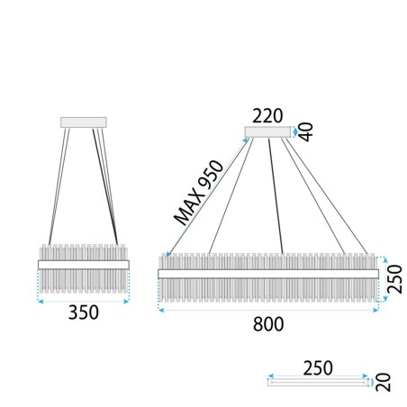 Lampa sufitowa wisząca kryształowa LED APP1514-CP80 Chrom