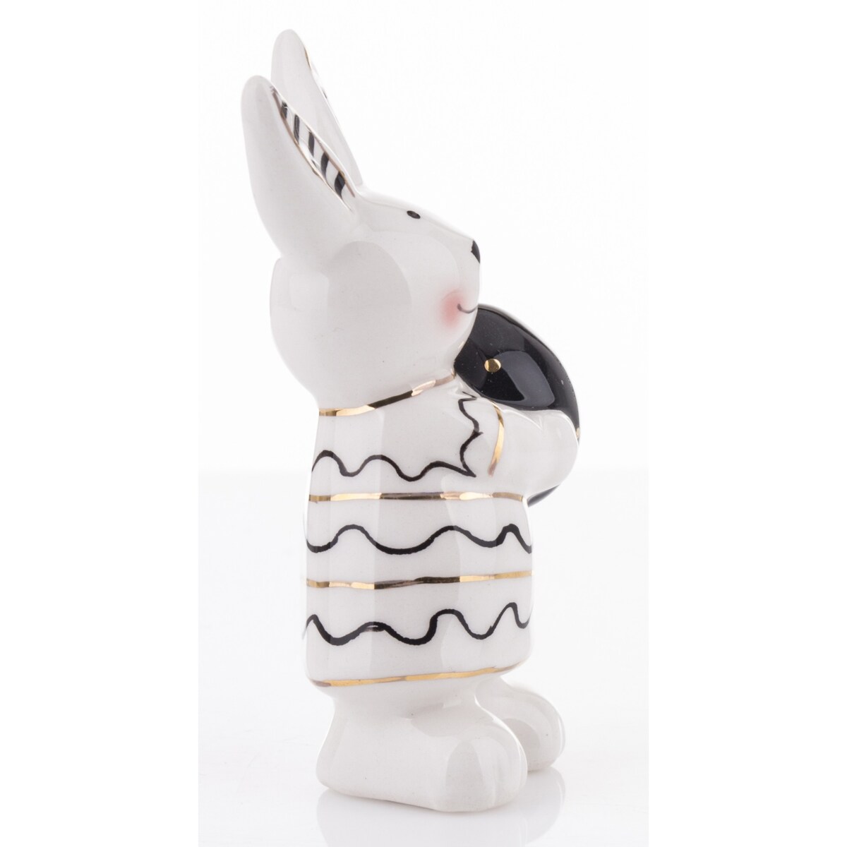 Dekoracja - małe białe króliczki w prążki 2 szt. - 9x4,5x3 cm