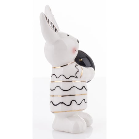 Dekoracja - małe białe króliczki w prążki 2 szt. - 9x4,5x3 cm