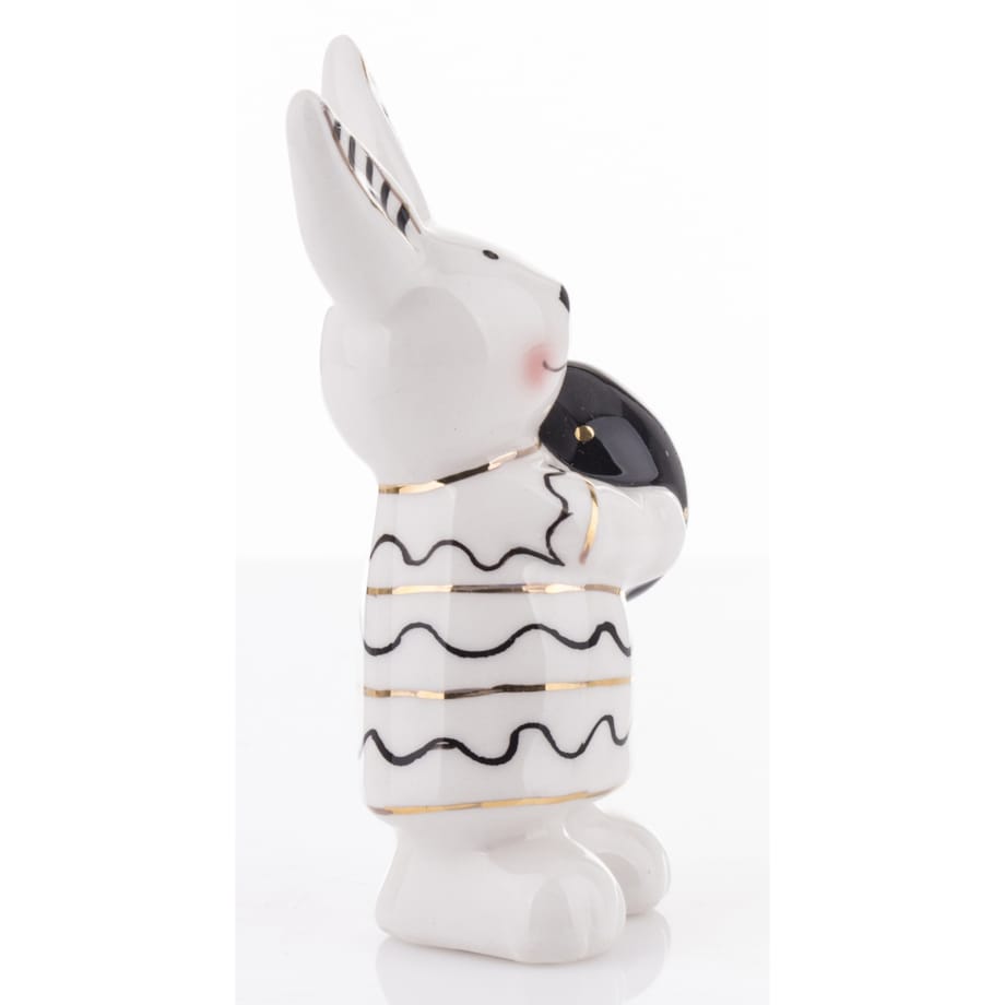 Dekoracja - małe białe króliczki w prążki 2 szt. - 9x4,5x3 cm