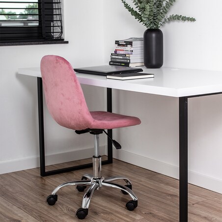 KRZESŁO BIUROWE FOTEL OBROTOWY REGULOWANY WELUROWY PIKOWANY DO BIURKA RÓŻOWE